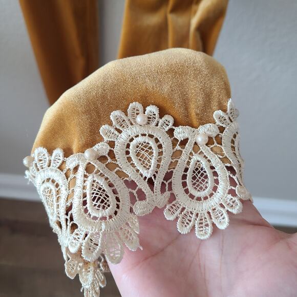 Retro Velour Women Loungewear Size Small Lace Victorian Regency Cosplay Ethereal - Picture 11 of 15